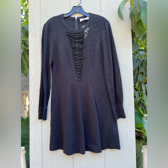 ALC silk black dress lace up